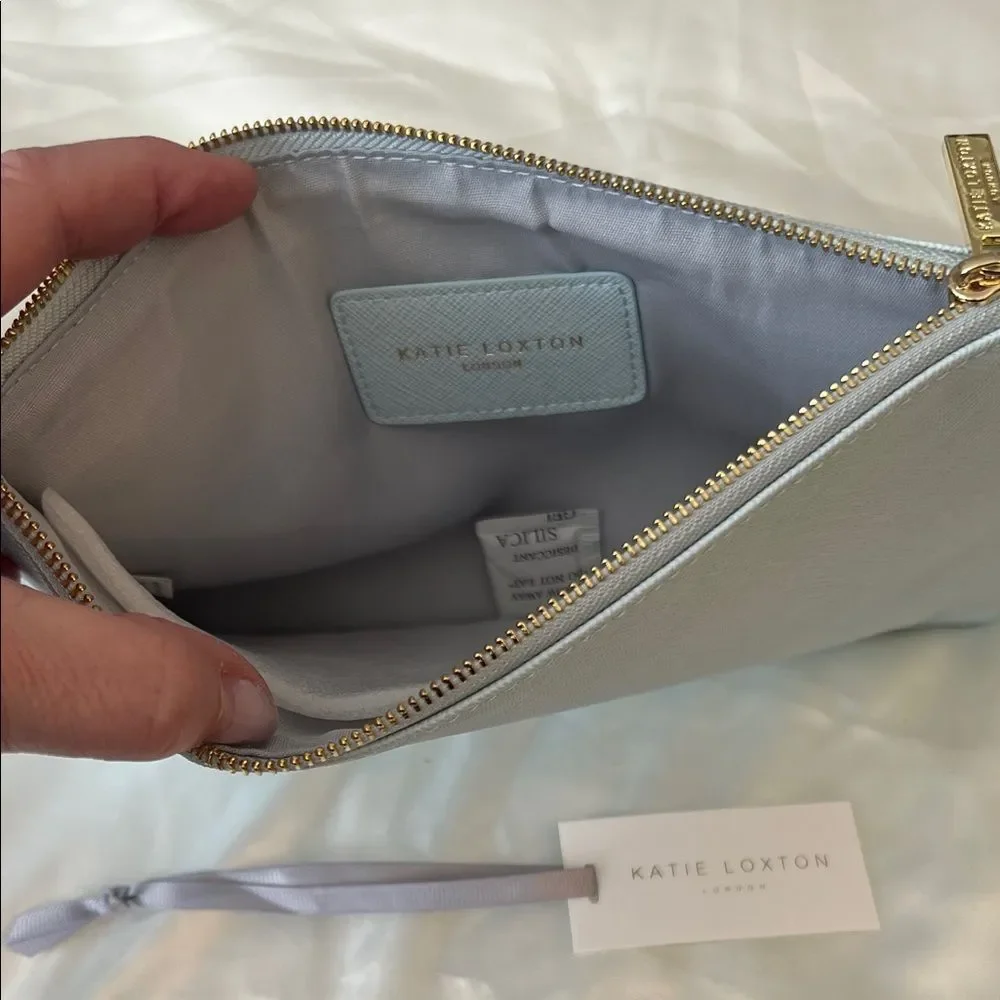 Katie Loxton Perfect Pouch - Beautiful Dreamer - NEW - Pale Gray / Light Blue